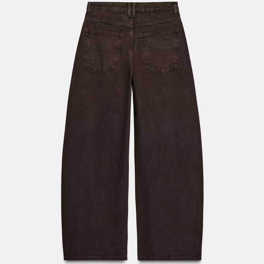 Zara Women's LOW RISE BAGGY BARREL JEANS BROWN
